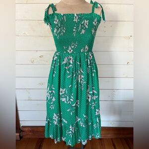 DRAPER JAMES Green Floral Smocked Dress